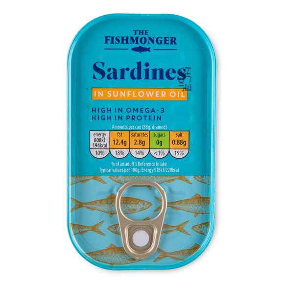 The Fishmonger Sardines In Sunflower Oil 125g (88g Drained)